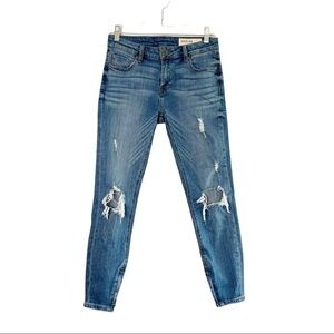 Pistola Distressed Ripped Skinny Denim Jeans Side Ankle Zip Size 26
